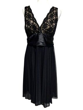 Whimsygoth Black Lace Sleeveless Dress Womens Size XL Witchy Fae Romantic Pleate